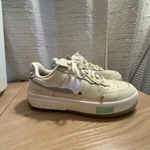 Nike Air Force 1 Cream and White Sneakers